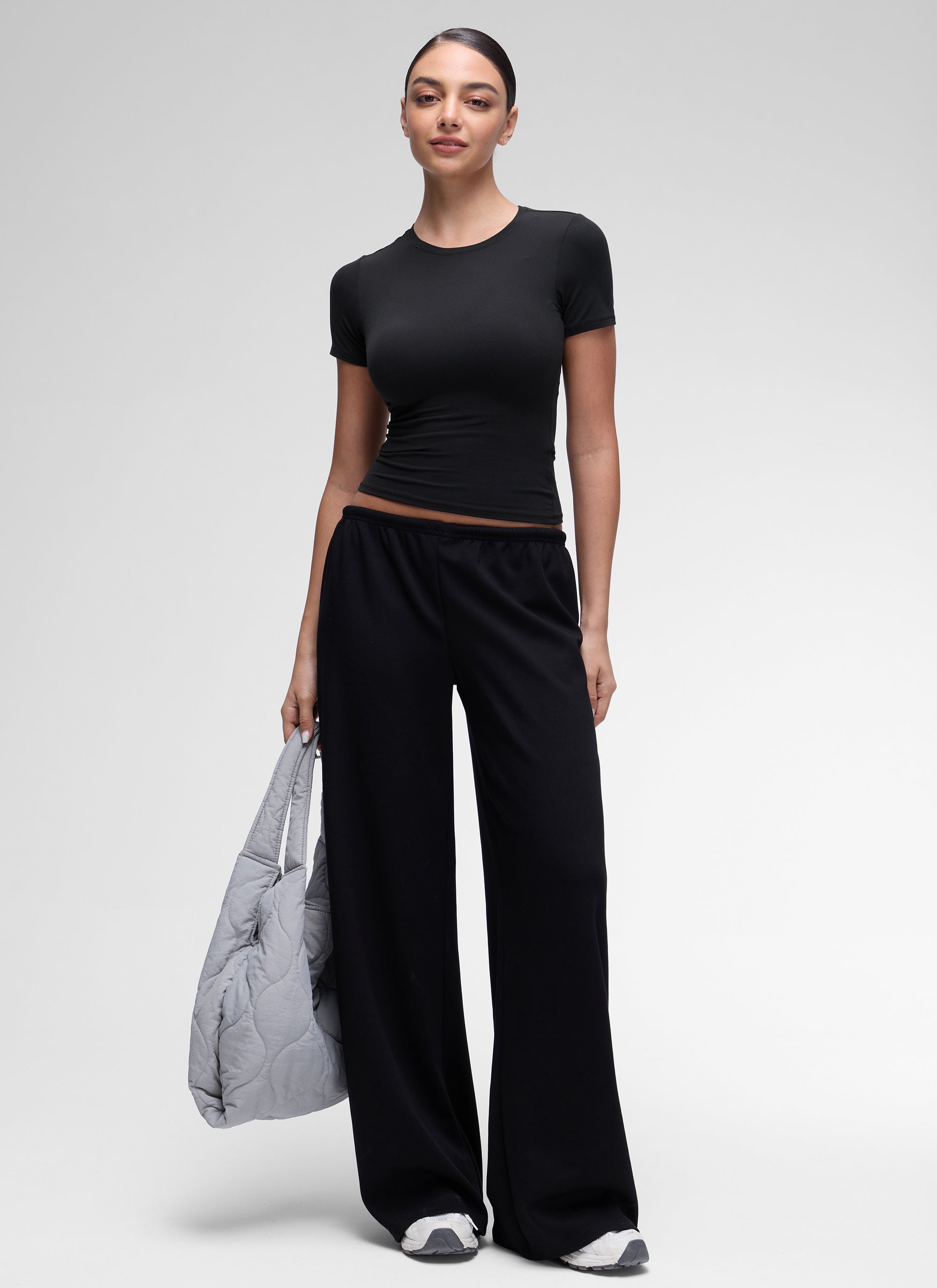 CRZ YOGA Women Going Out Tops Soft High Crew Neck Casual Tight Shirts Black