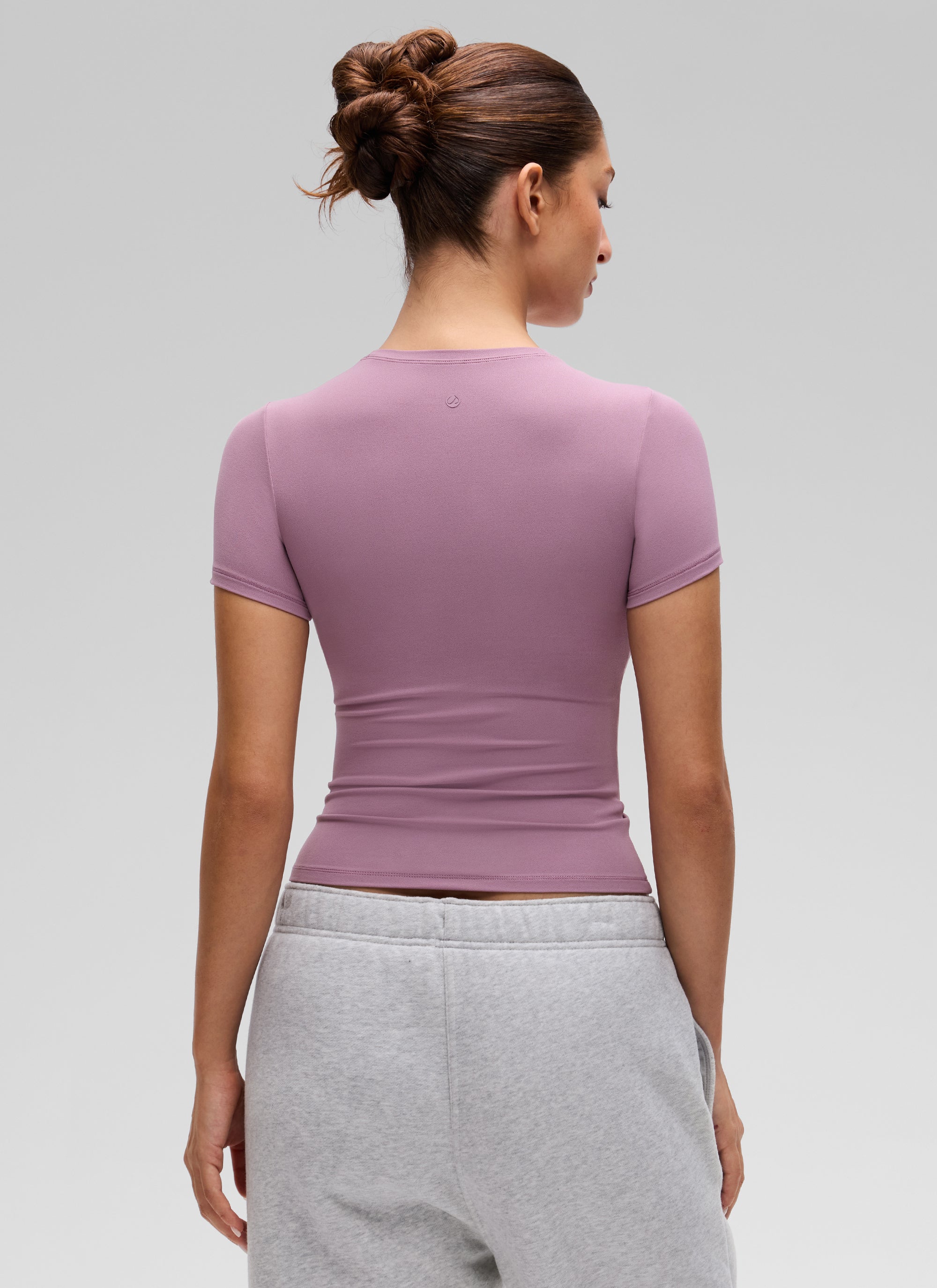 CRZ YOGA Women Going Out Tops Soft High Crew Neck Casual Tight Shirts Light Lavender