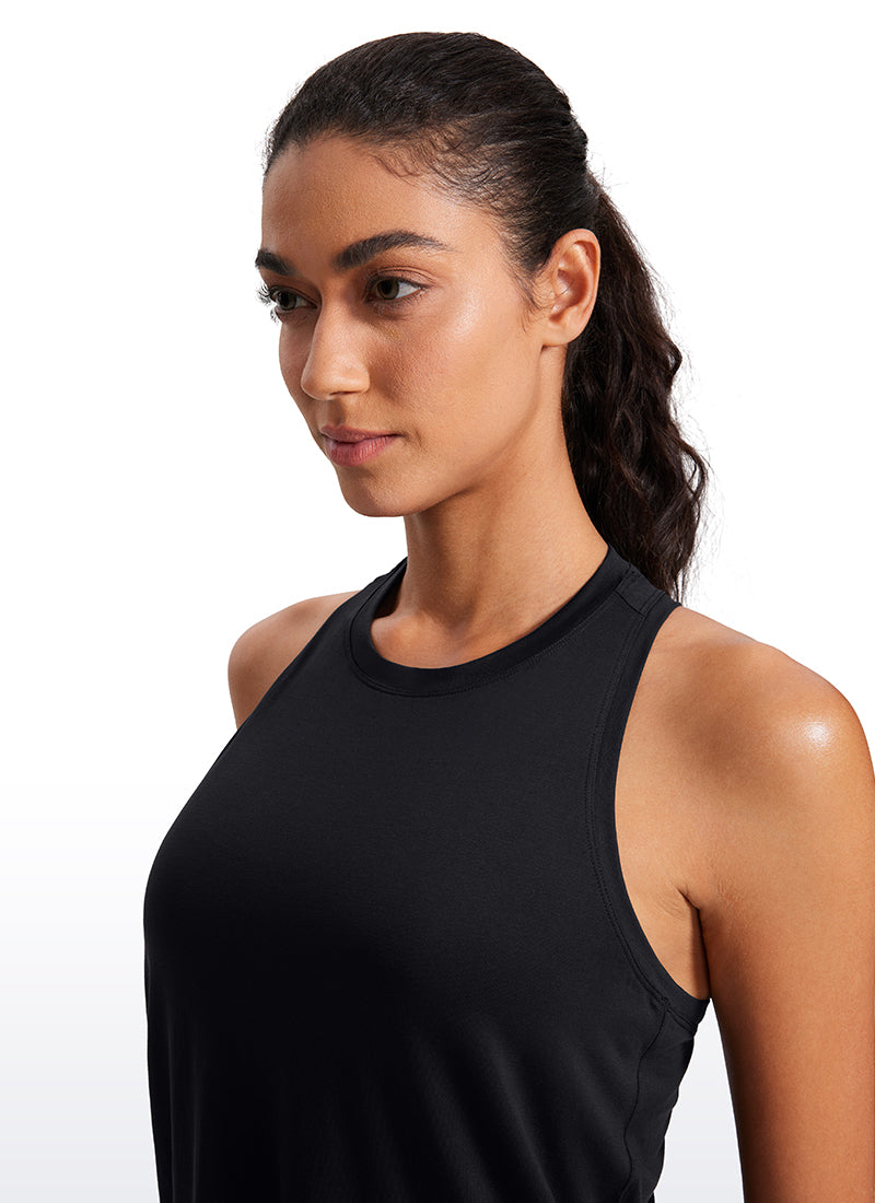 CRZ YOGA Women's Racerback Tank Tops High Crewneck Sleeveless Soft Flowy Black