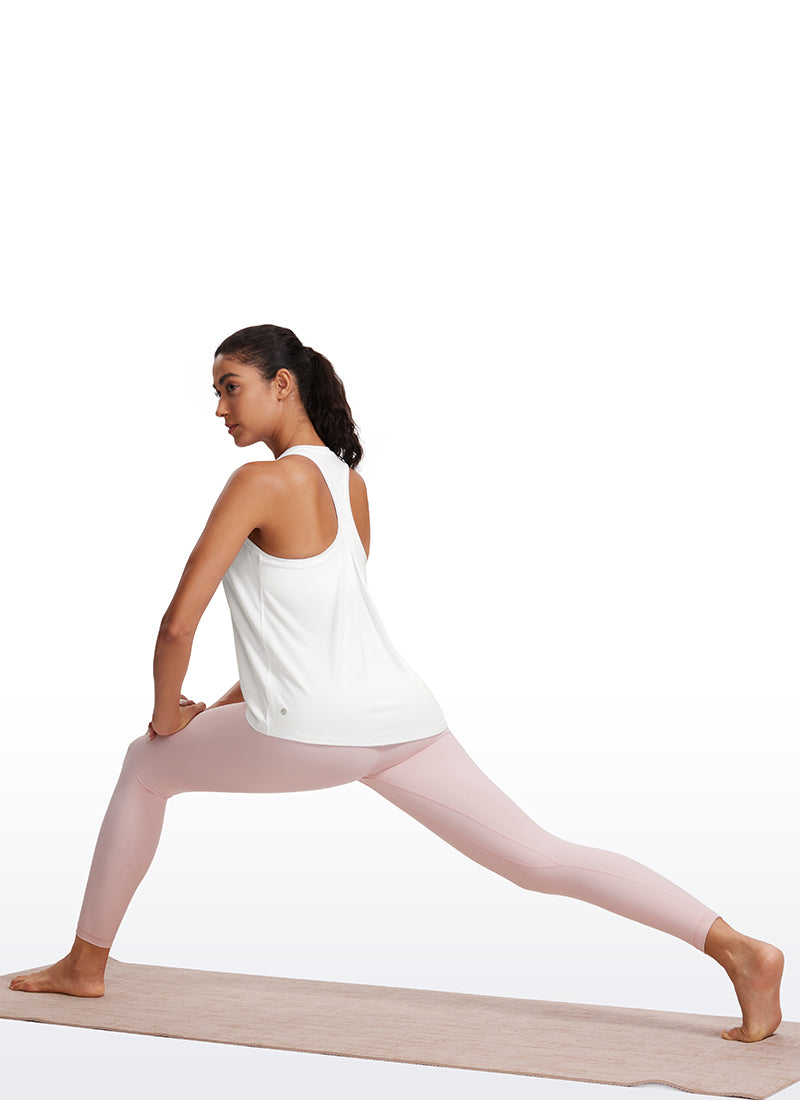 CRZ YOGA Women's Racerback Tank Tops High Crewneck Sleeveless Soft Flowy White