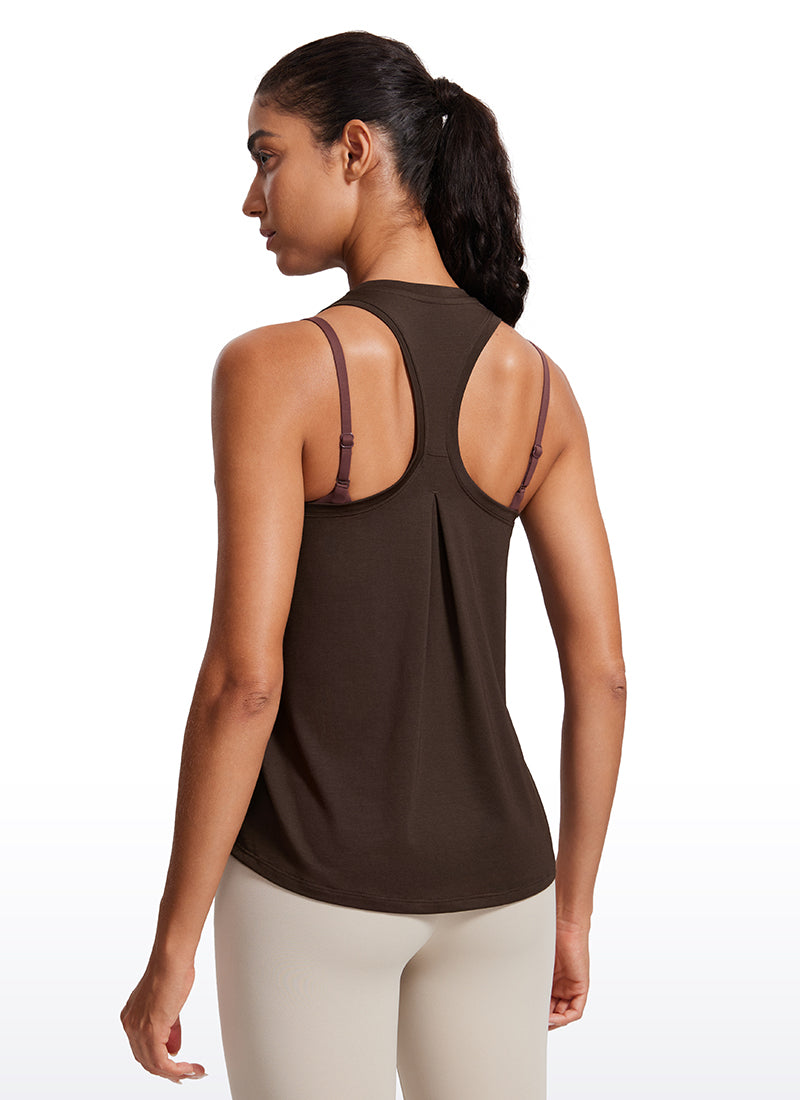 CRZ YOGA Women's Racerback Tank Tops High Crewneck Sleeveless Soft Flowy Hot Fudge Brown