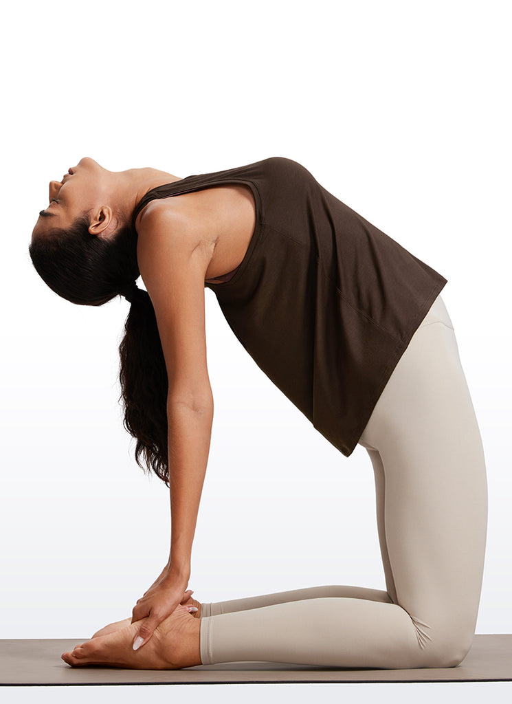 CRZ YOGA Women's Racerback Tank Tops High Crewneck Sleeveless Soft Flowy Granita Pink