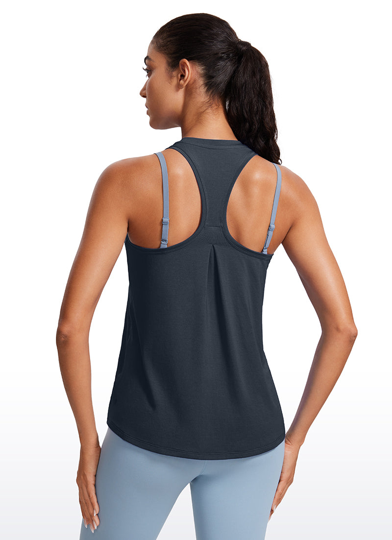 CRZ YOGA Women's Racerback Tank Tops High Crewneck Sleeveless Soft Flowy True Navy