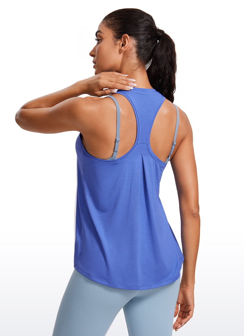 CRZ YOGA Women's Racerback Tank Tops High Crewneck Sleeveless Soft Flowy Wild Indigo