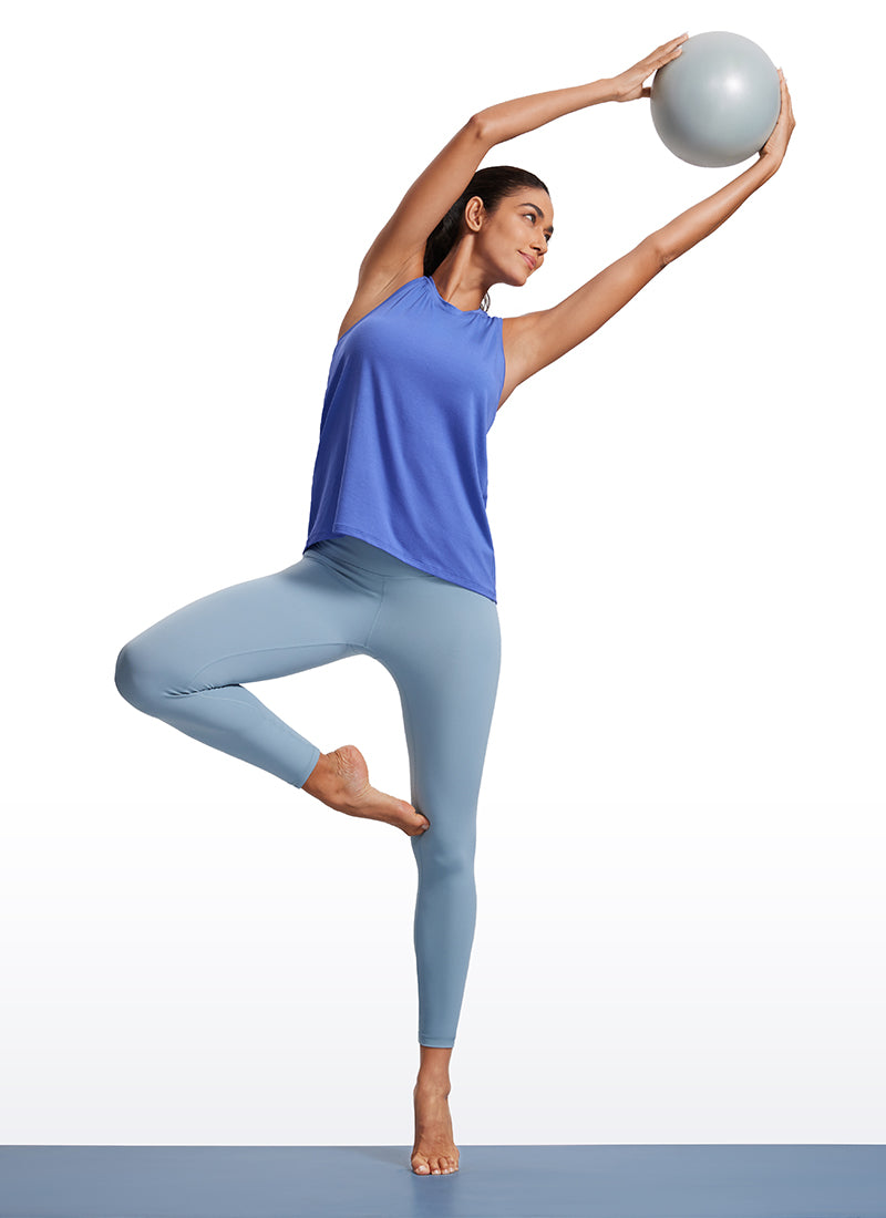 CRZ YOGA Women's Racerback Tank Tops High Crewneck Sleeveless Soft Flowy Wild Indigo