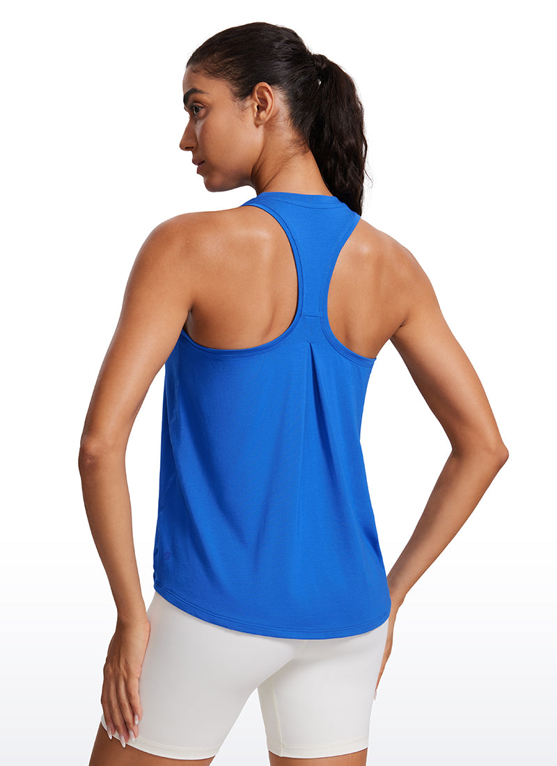 CRZ YOGA Women's Racerback Tank Tops High Crewneck Sleeveless Soft Flowy Sparkle Blue