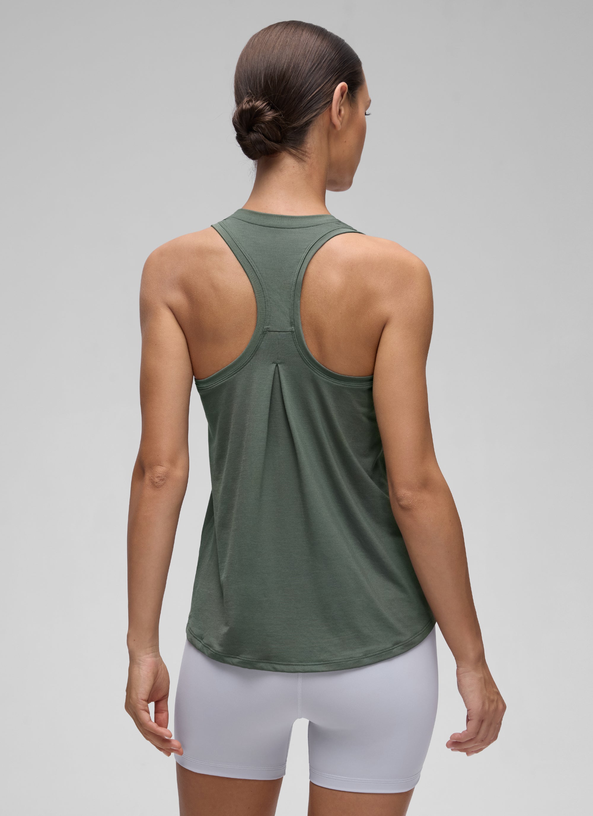 CRZ YOGA Women's Racerback Tank Tops High Crewneck Sleeveless Soft Flowy Grey Sage