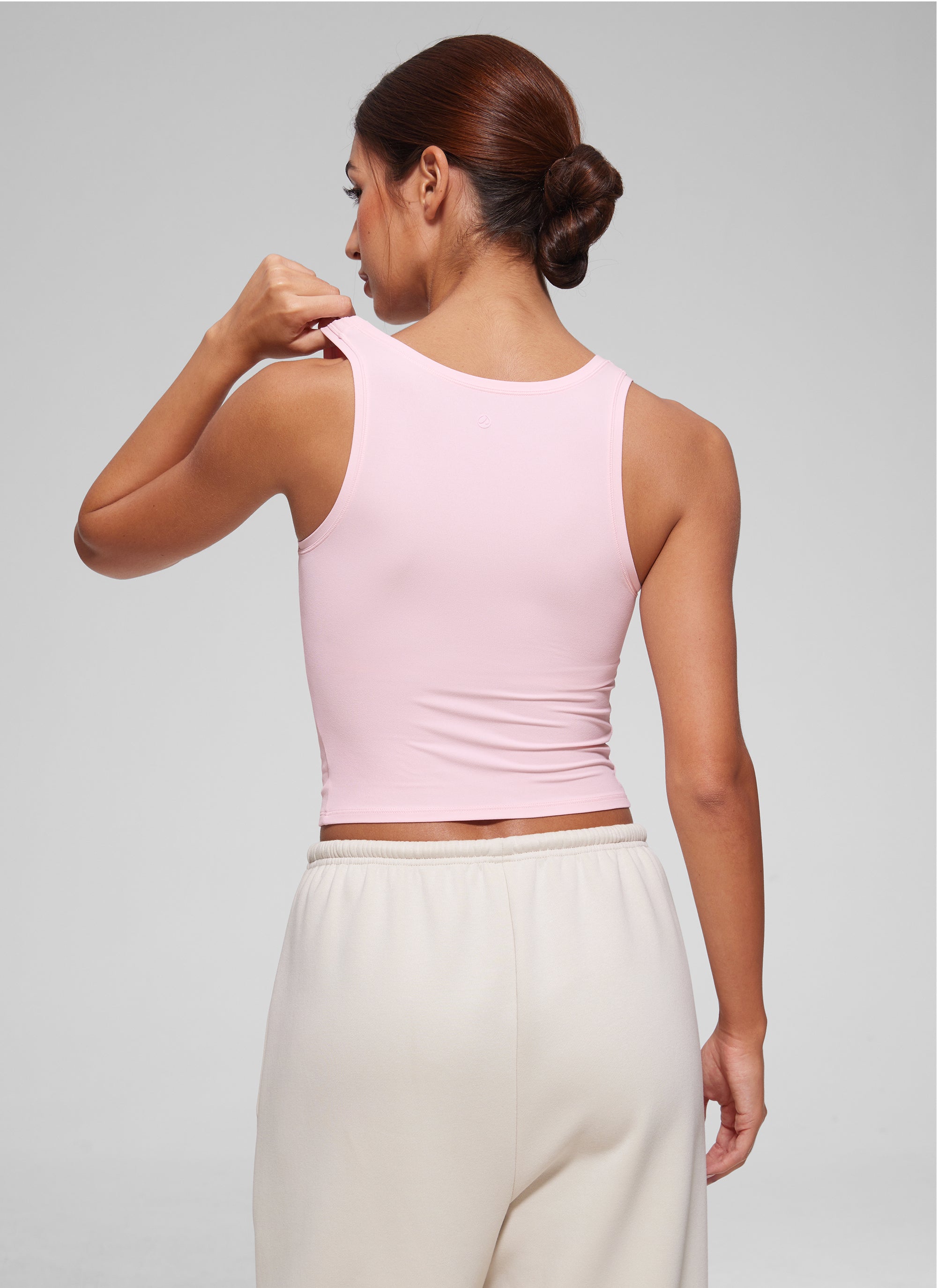 CRZ YOGA Women Softembrace Soft Double Lined Scoop Neck Tanks Casual Tops Strawberry Pink