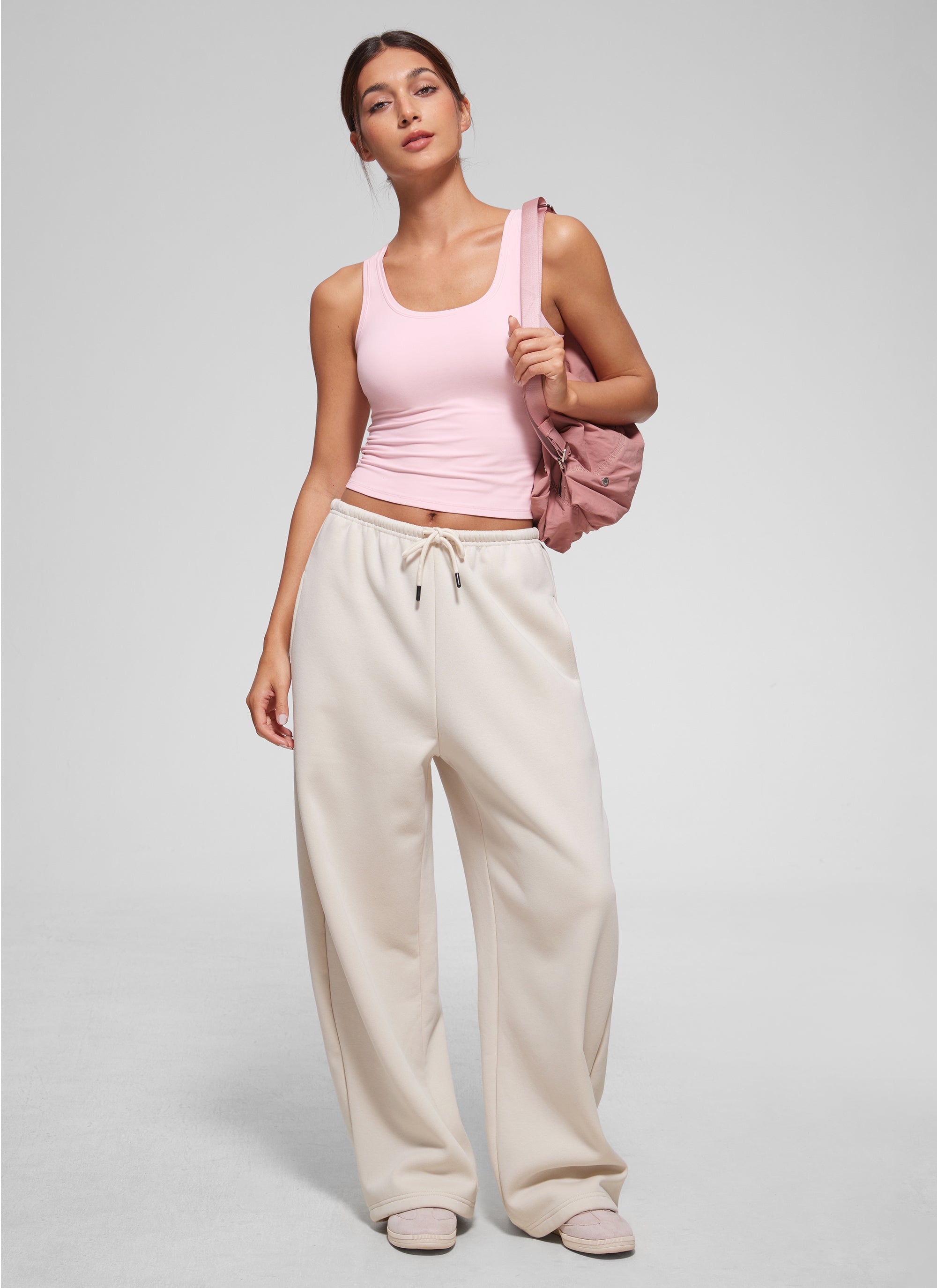 CRZ YOGA Women Softembrace Soft Double Lined Scoop Neck Tanks Casual Tops Strawberry Pink