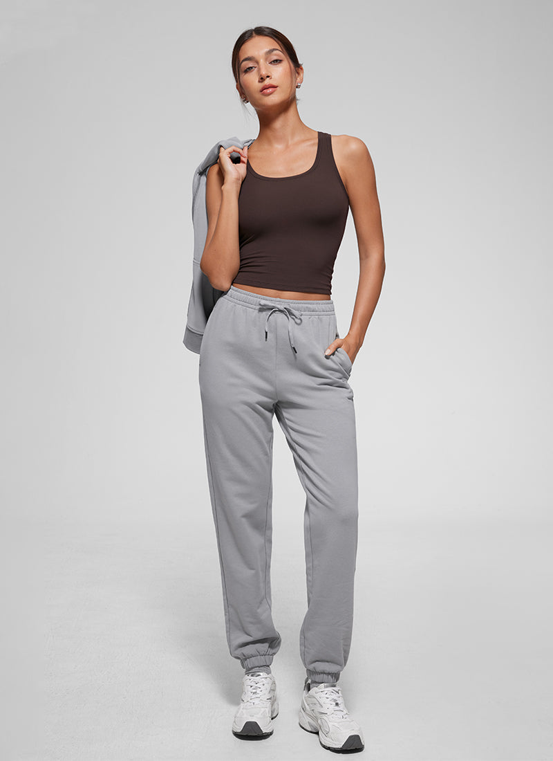 CRZ YOGA Women Softembrace Soft Double Lined Scoop Neck Tanks Casual Tops Hot Fudge Brown