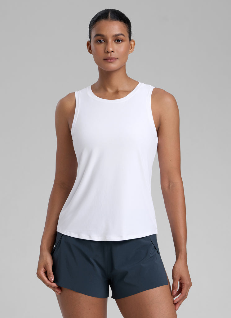 CRZ YOGA Women High Neck Cloudweight Open Back Lightweight Athletic Tank Black