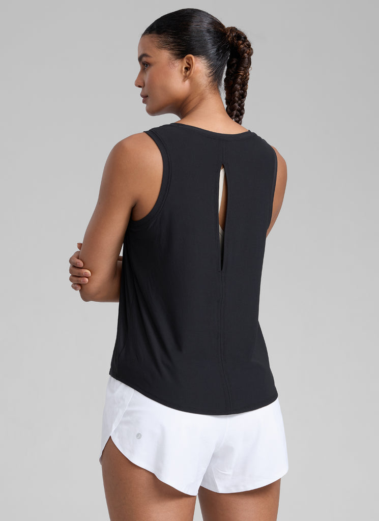 CRZ YOGA Women High Neck Cloudweight Open Back Lightweight Athletic Tank True Navy