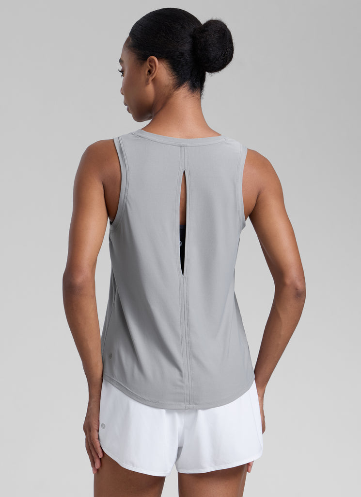 CRZ YOGA Women High Neck Cloudweight Open Back Lightweight Athletic Tank White