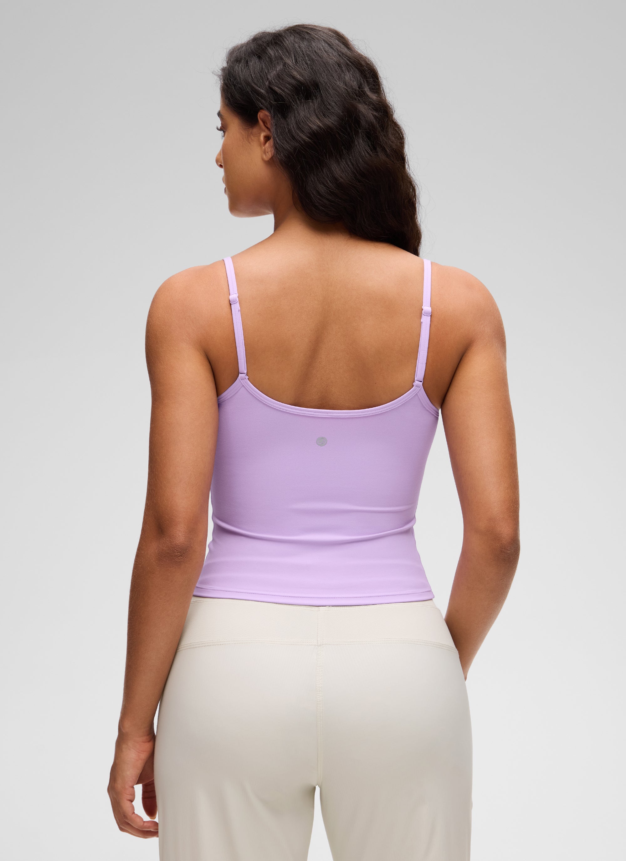 CRZ YOGA Women's Butterluxe Casual Scoop Neck U Back Double Lined Tank Elfin Purple @model_info:Carol
