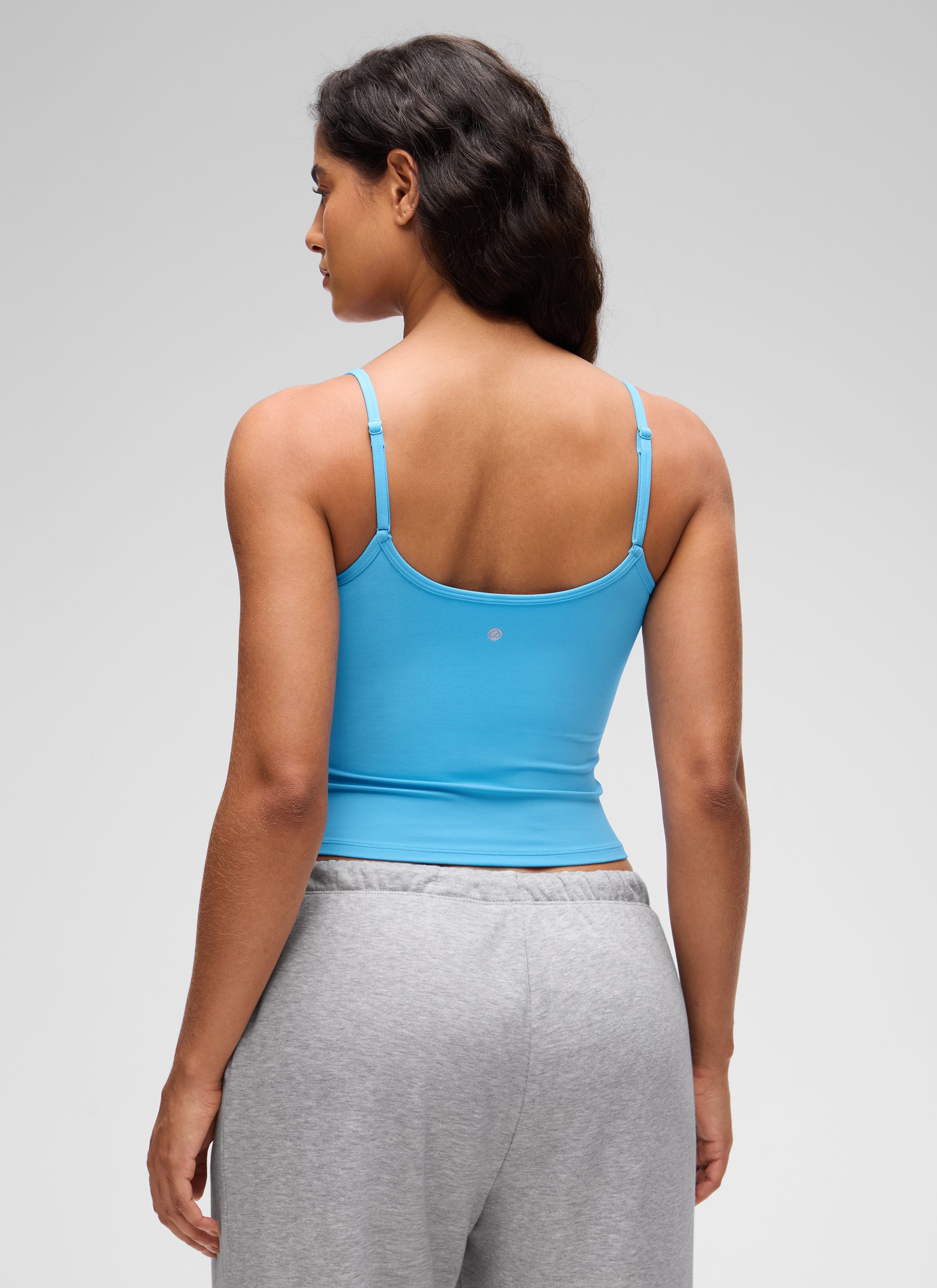 CRZ YOGA Women's Butterluxe Casual Scoop Neck U Back Double Lined Tank Kayak Blue @model_info:Carol
