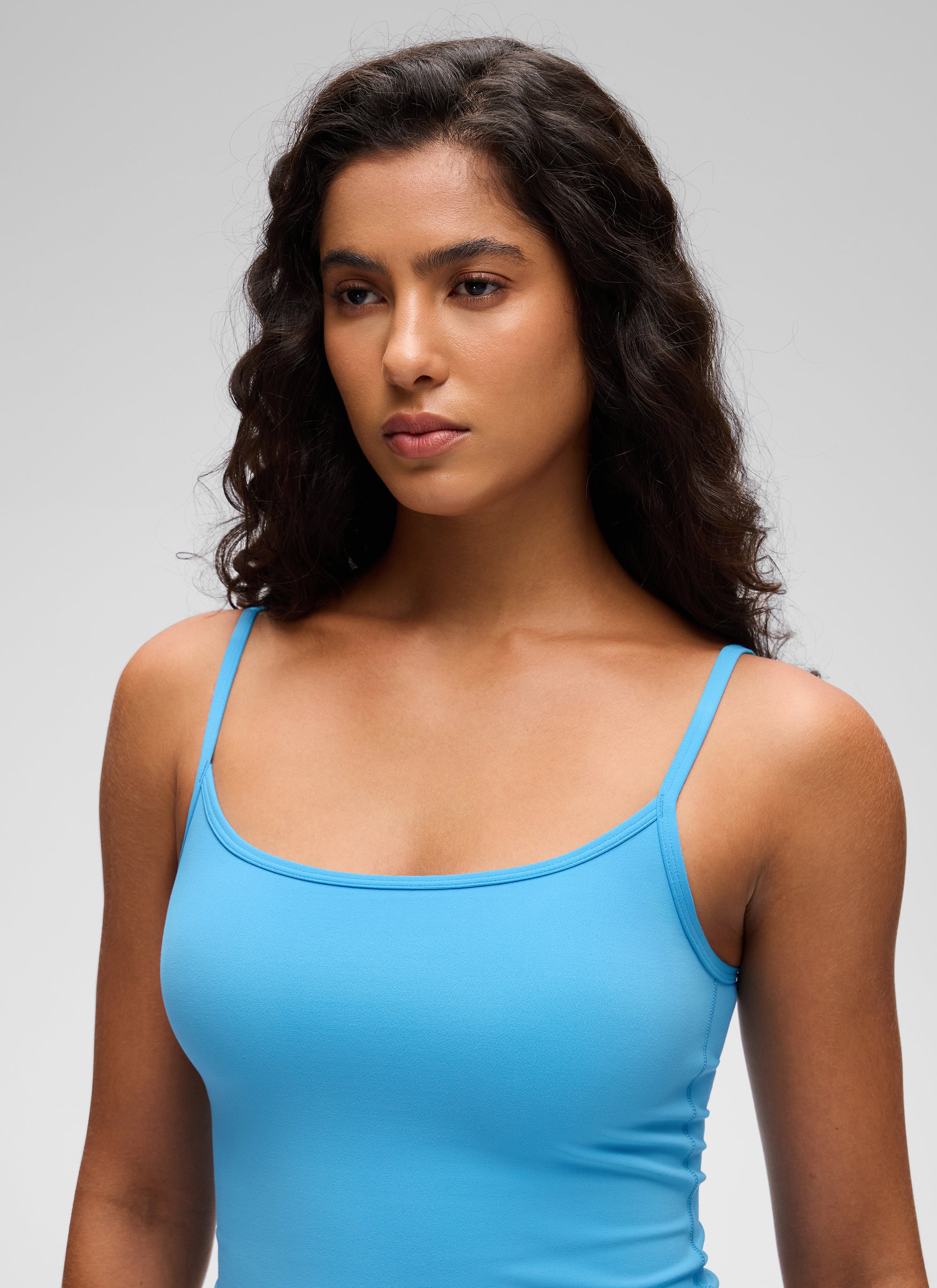 CRZ YOGA Women's Butterluxe Casual Scoop Neck U Back Double Lined Tank Kayak Blue @model_info:Carol