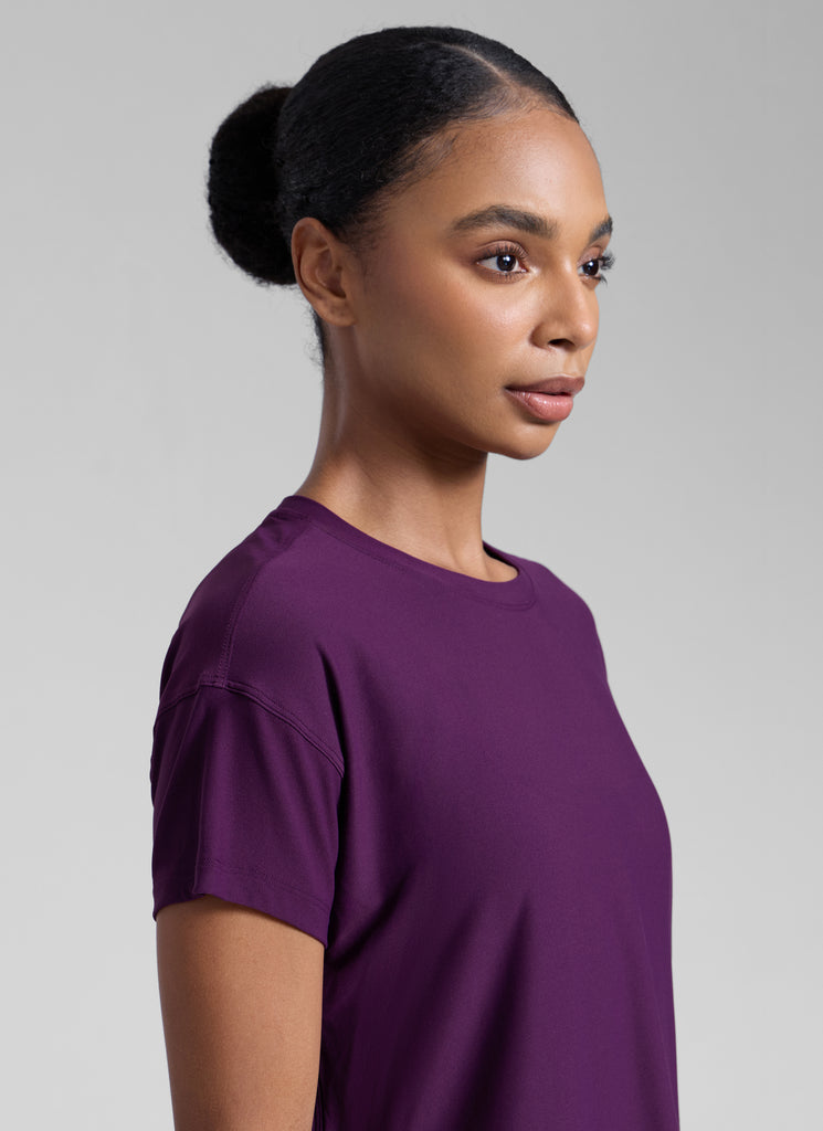 CRZ YOGA Women Cloudweight High Crew Neck Lightweight Loose Short Sleeve True Navy