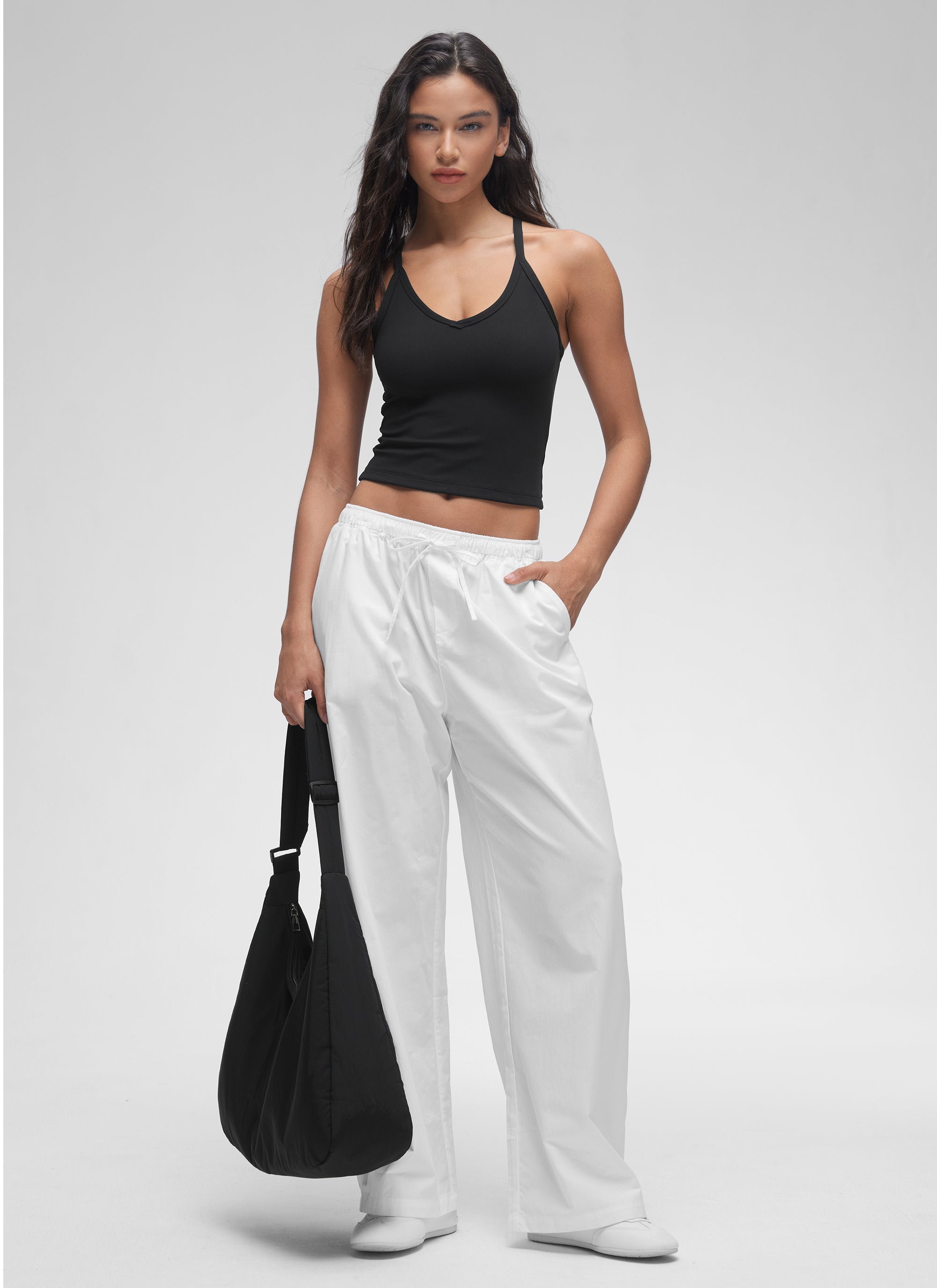 CRZ YOGA Women's Butterluxe Soft Double Lined V Neck Racerback Tanks Black @model_info:Winma