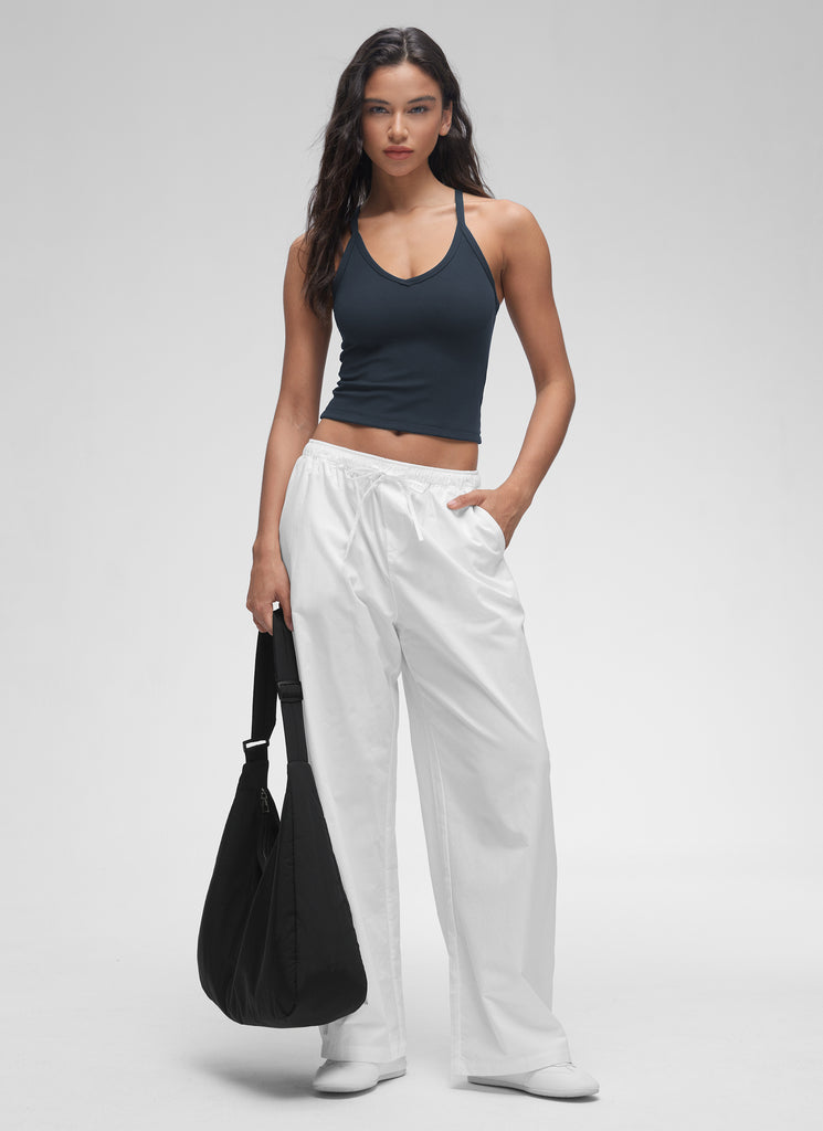 CRZ YOGA Women's Butterluxe Soft Double Lined V Neck Racerback Tanks White