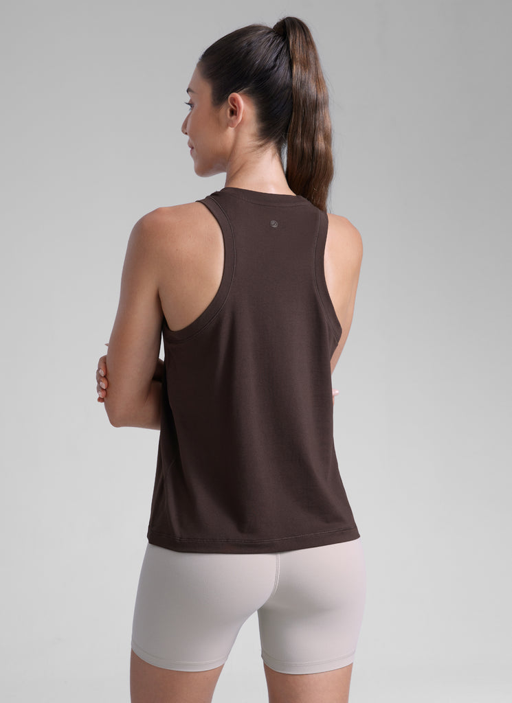 CRZ YOGA Women Workout Casual Poly Cotton-Blend Racerback Tank Tops Grey Sage