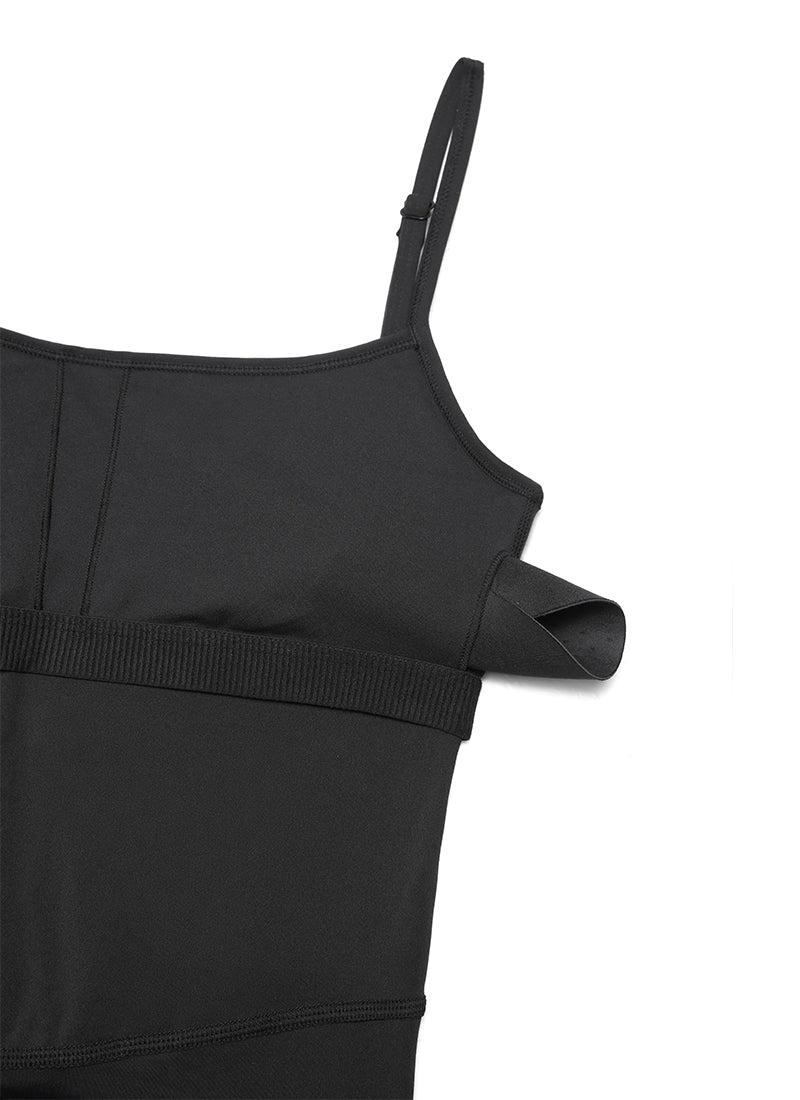 CRZ YOGA Women's Yoga Tight Fit Jumpsuits Build-in Bra Bodysuits Black @model_info:NEW