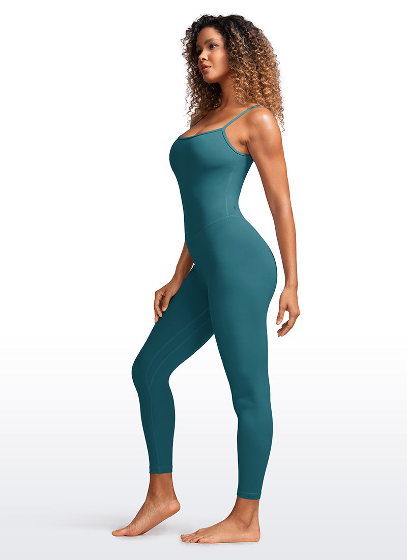 CRZ YOGA Women's Yoga Tight Fit Jumpsuits Build-in Bra Bodysuits Green Jade @model_info:GI