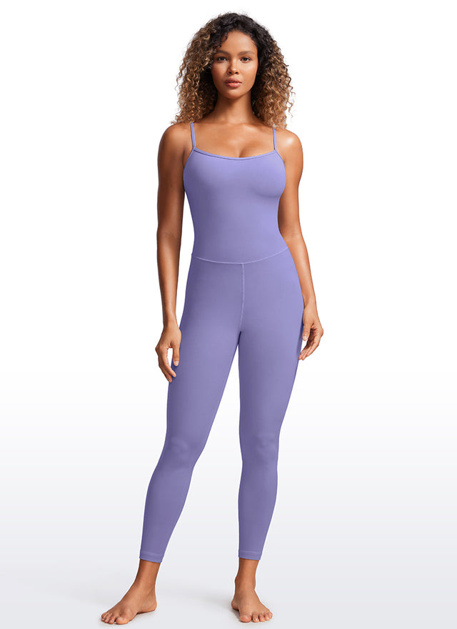 CRZ YOGA Women's Yoga Tight Fit Jumpsuits Build-in Bra Bodysuits Dark Lavender Purple @model_info:gigi