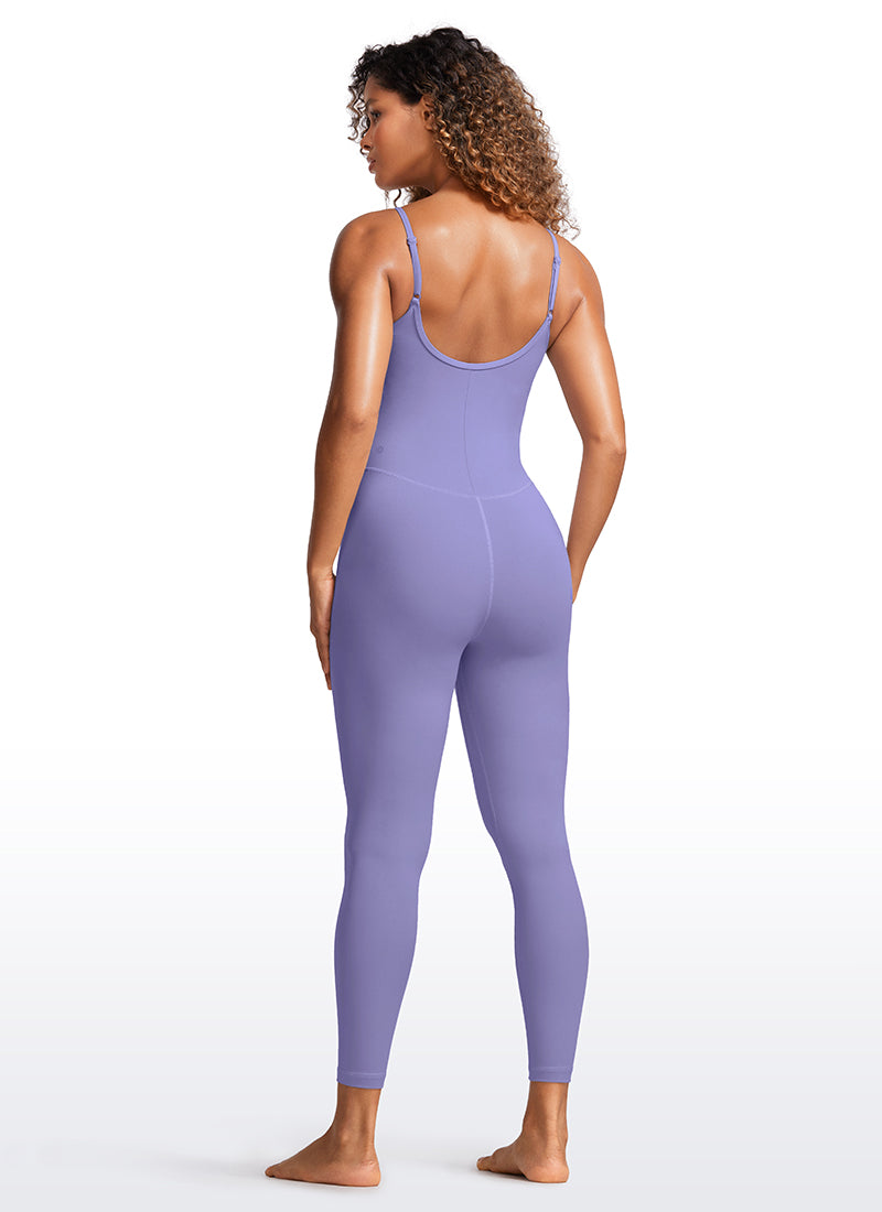 CRZ YOGA Women's Yoga Tight Fit Jumpsuits Build-in Bra Bodysuits Dark Lavender Purple @model_info:gigi