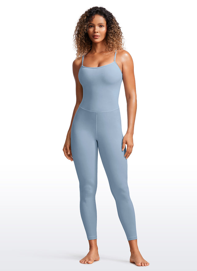 CRZ YOGA Women's Yoga Tight Fit Jumpsuits Build-in Bra Bodysuits Cambric Blue @model_info:gigi