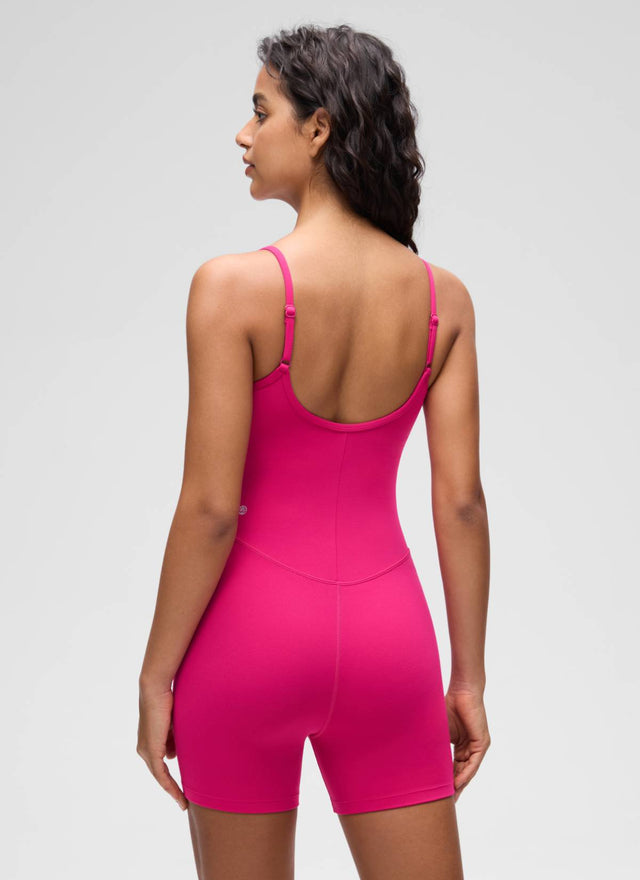 CRZ YOGA Women's Yoga Tight Fit Romper Shorts Bodysuit Jumpsuits Granita Pink