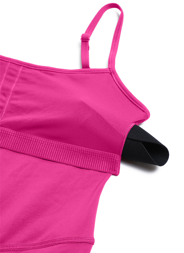 CRZ YOGA Women's Yoga Tight Fit Romper Shorts Bodysuit Jumpsuits Hibiscus Purple