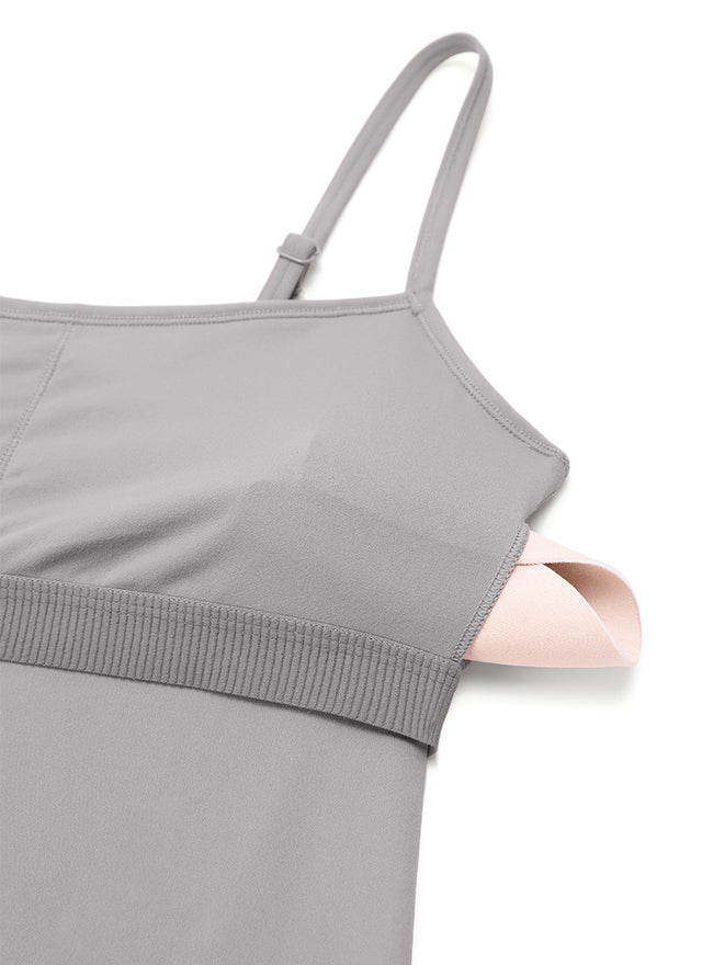 CRZ YOGA Women's Yoga Tight Fit Flare Jumpsuits Build-in Bra Bodysuits Gull Gray