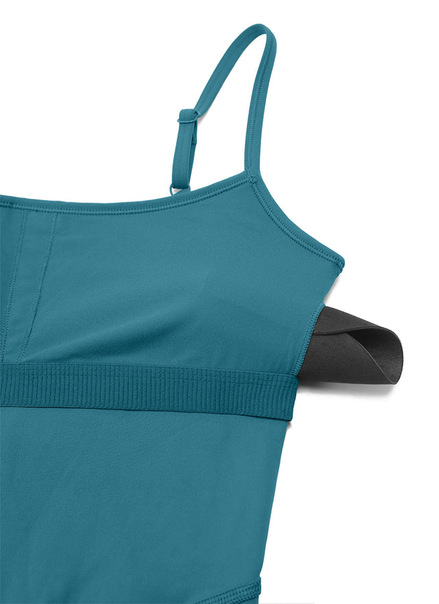 CRZ YOGA Women's Yoga Tight Fit Flare Jumpsuits Build-in Bra Bodysuits Borealis Green