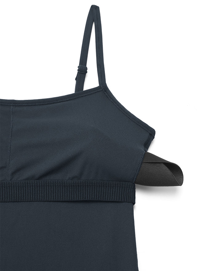 CRZ YOGA Women's Yoga Tight Fit Flare Jumpsuits Build-in Bra Bodysuits True Navy @model_info:NEW