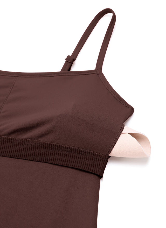 CRZ YOGA Women's Yoga Tight Fit Flare Jumpsuits Build-in Bra Bodysuits Taupe