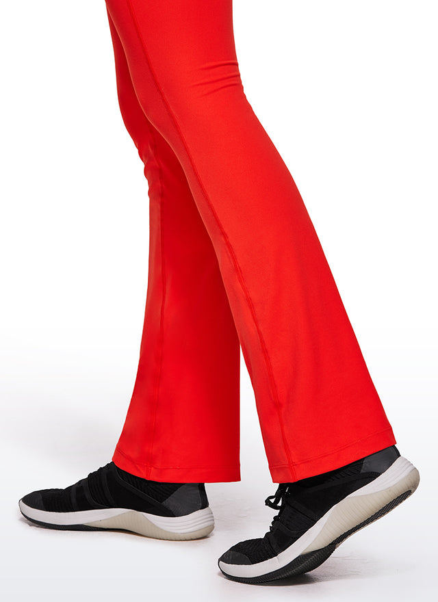 CRZ YOGA Women's Yoga Tight Fit Flare Jumpsuits Build-in Bra Bodysuits Dark Red @model_info:Ce
