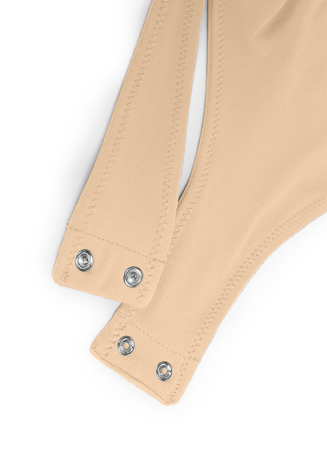 CRZ YOGA Women's Yoga Tight Fit High Neck Racerback Bodysuits Tan Milkshake