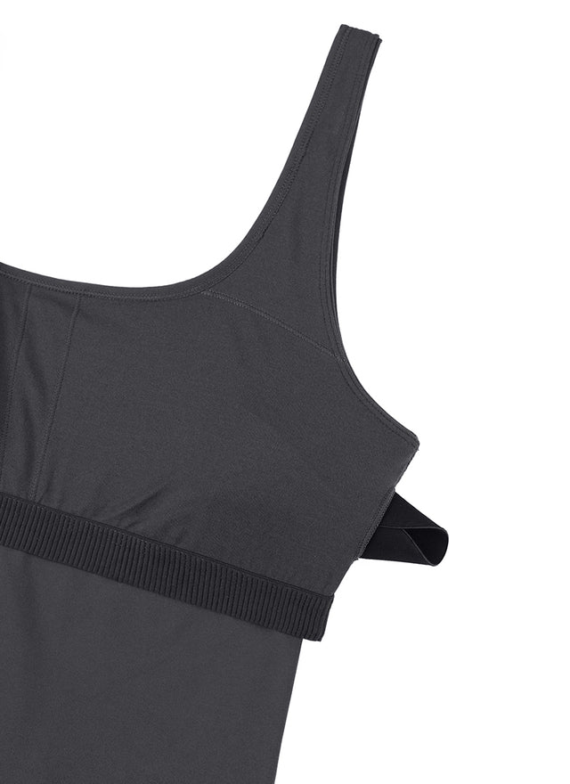 CRZ YOGA Women's Yoga Tight Fit Romper Shorts Bodysuit Jumpsuits Mysterious Grey