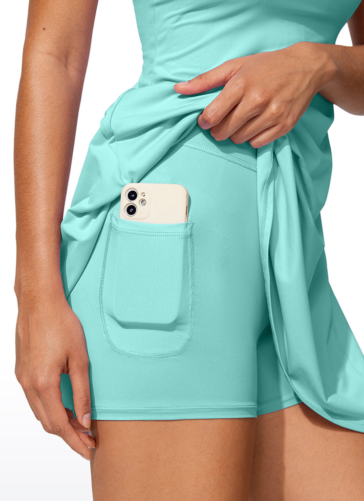 CRZ YOGA Women's UPF 50+ Shorts Lined Tennis Dress with Pockets Tropical Mint Green