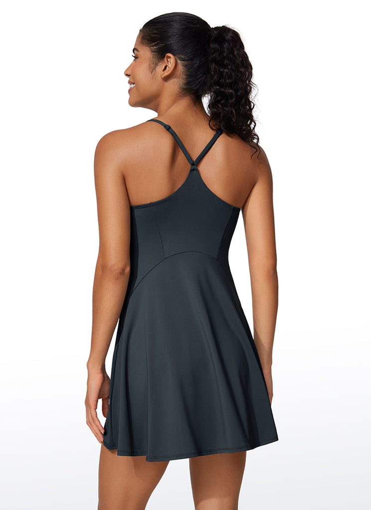 CRZ YOGA Women's UPF 50+ Shorts Lined Tennis Dress with Pockets True Navy