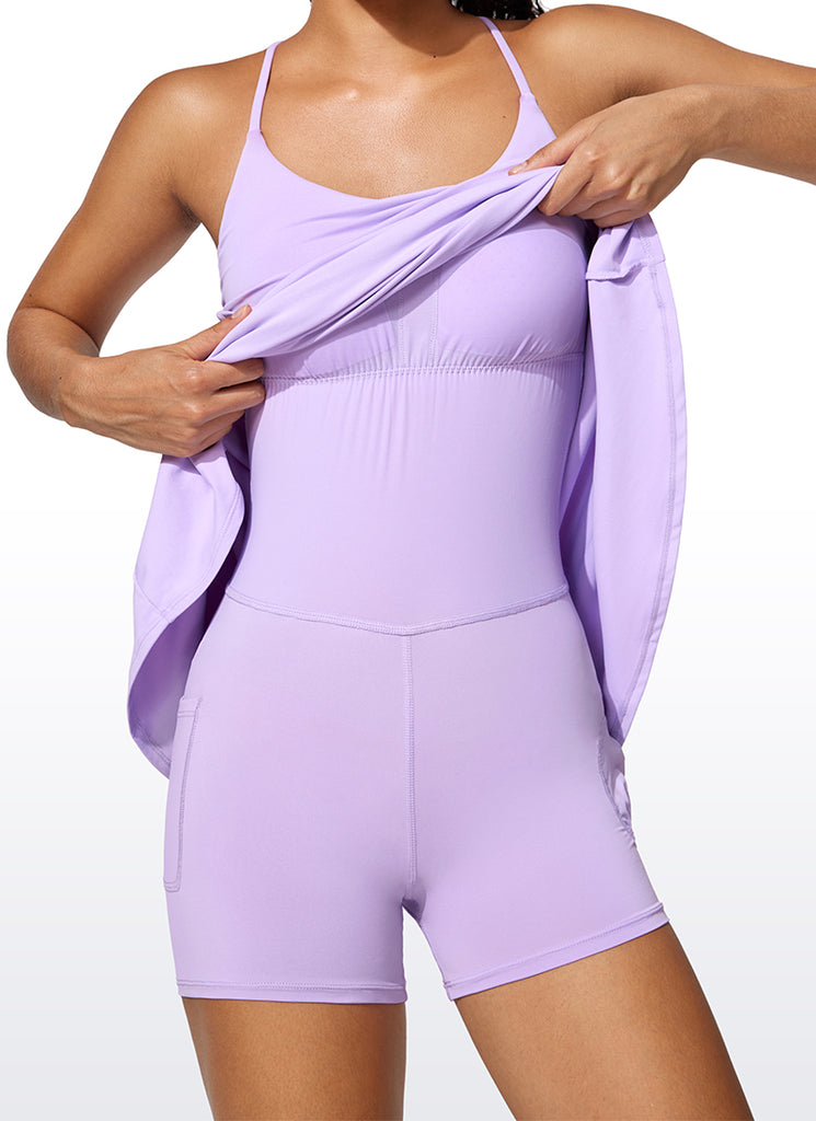 CRZ YOGA Women's UPF 50+ Shorts Lined Tennis Dress with Pockets Elfin Purple