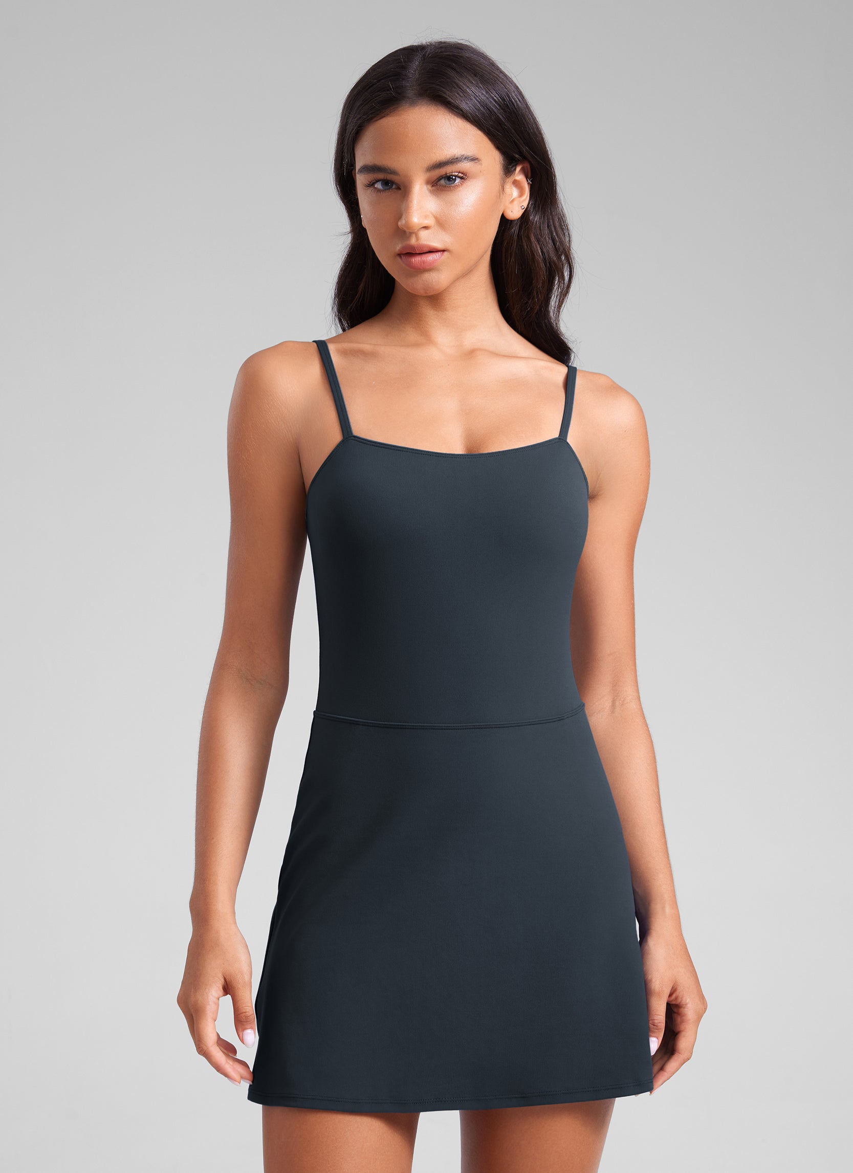 CRZ YOGA Butterluxe Spaghetti Strap Athletic Casual Tennis Dresses True Navy @model_info:Winma