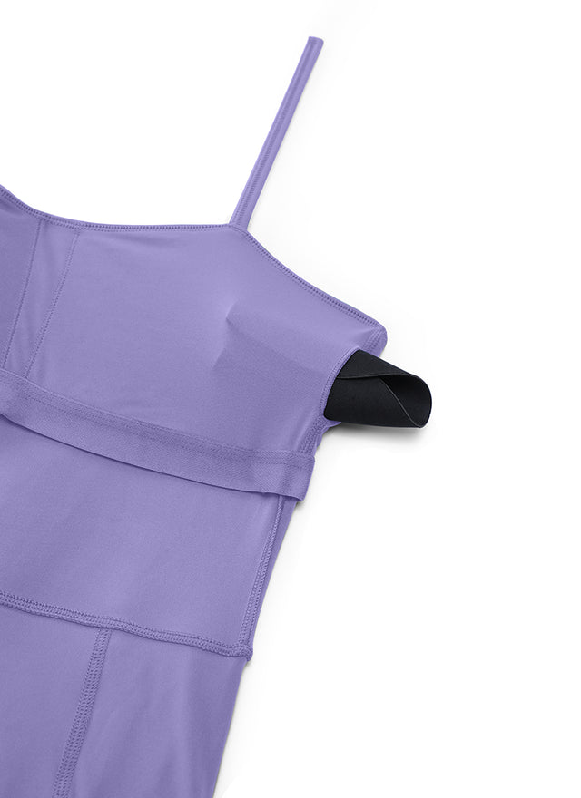 CRZ YOGA Butterluxe Spaghetti Strap Athletic Casual Tennis Dresses Dark Lavender Purple @model_info:Sara