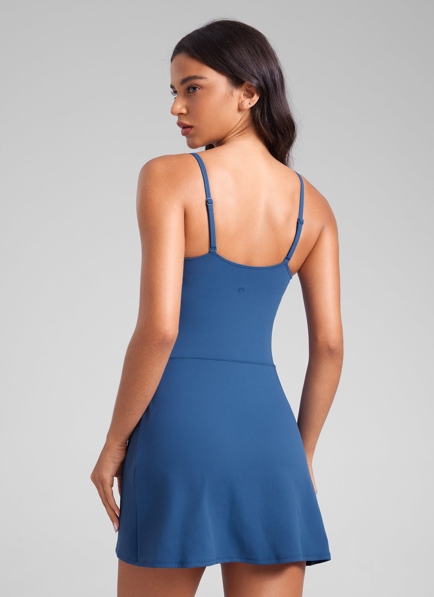 CRZ YOGA Butterluxe Spaghetti Strap Athletic Casual Tennis Dresses Pitch Blue @model_info:Winma
