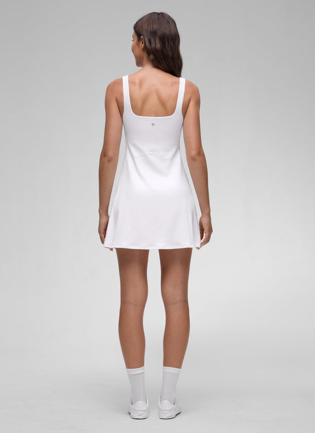 CRZ YOGA Women Butterluxe Square Neck Shelf Bra Tennis Dresses A line White