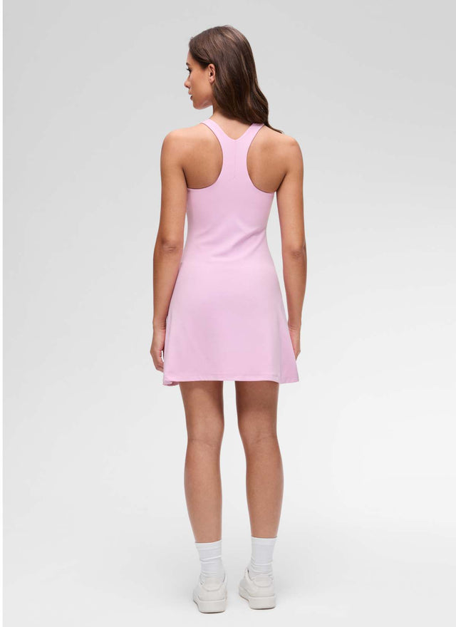 CRZ YOGA Women's Butterluxe Casual High Neck Racerback Mini Dress Vita Pink @model_info:Maria