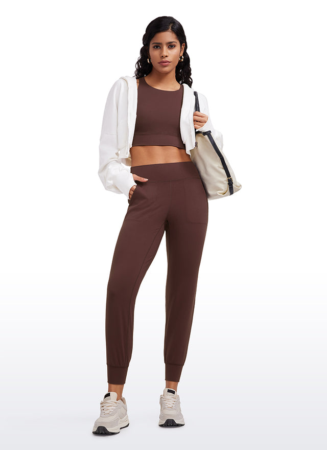 CRZ YOGA Women's Butterluxe High Rise Joggers Pants with Pockets 27'' Taupe
