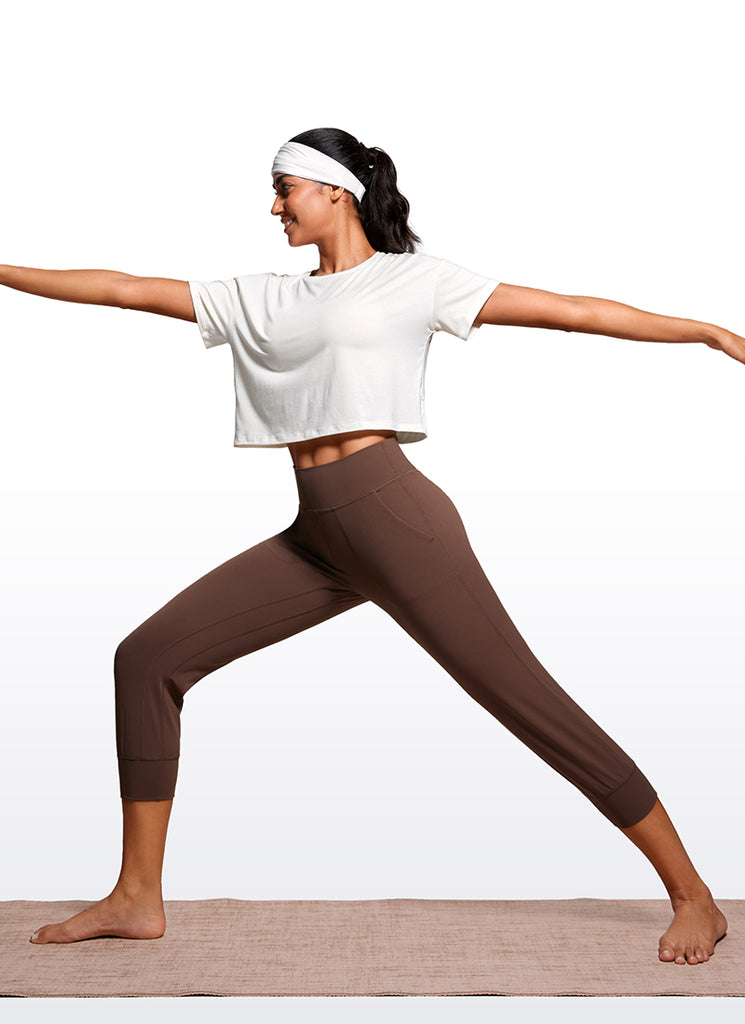 CRZ YOGA Women's Butterluxe High Rise Joggers Pants with Pockets 23'' Black