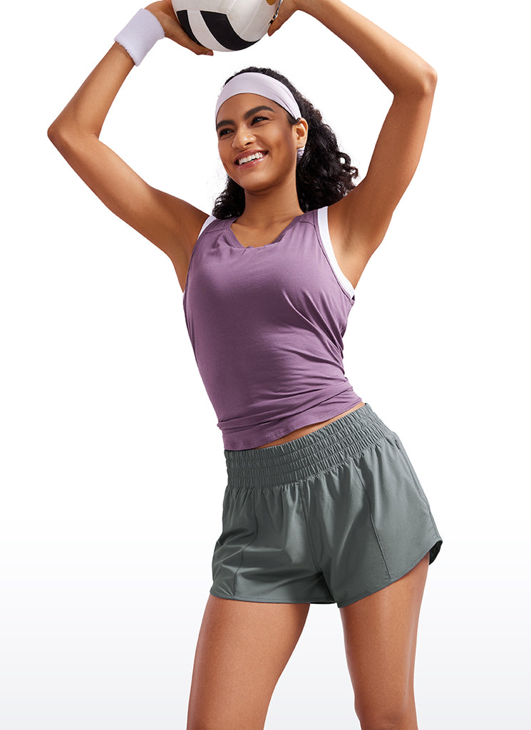 CRZ YOGA Women's Running Feathery-Fit High Rise Lined Shorts 2.5'' Grey Sage