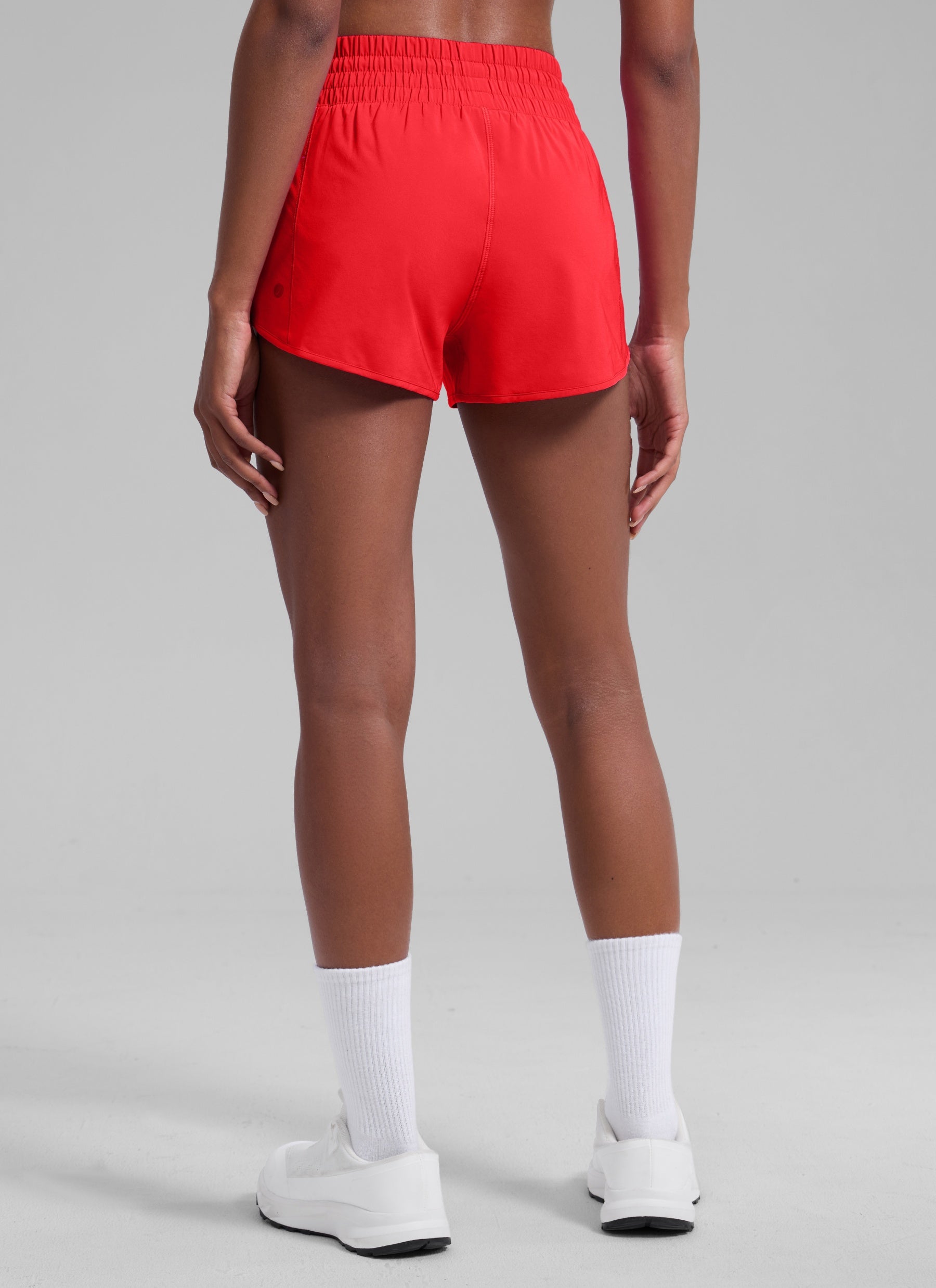 CRZ YOGA Women's Running Feathery-Fit High Rise Lined Shorts 2.5'' Deep Red
